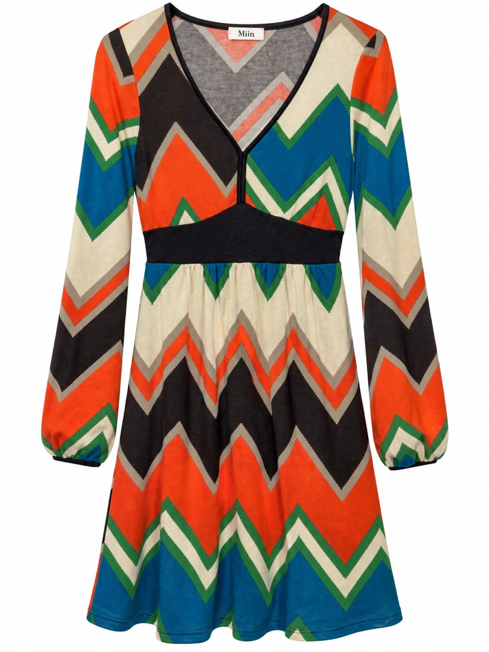 Miin Long Sleeve Mini Dress Scoop Neck Stretchy Casual Size Small